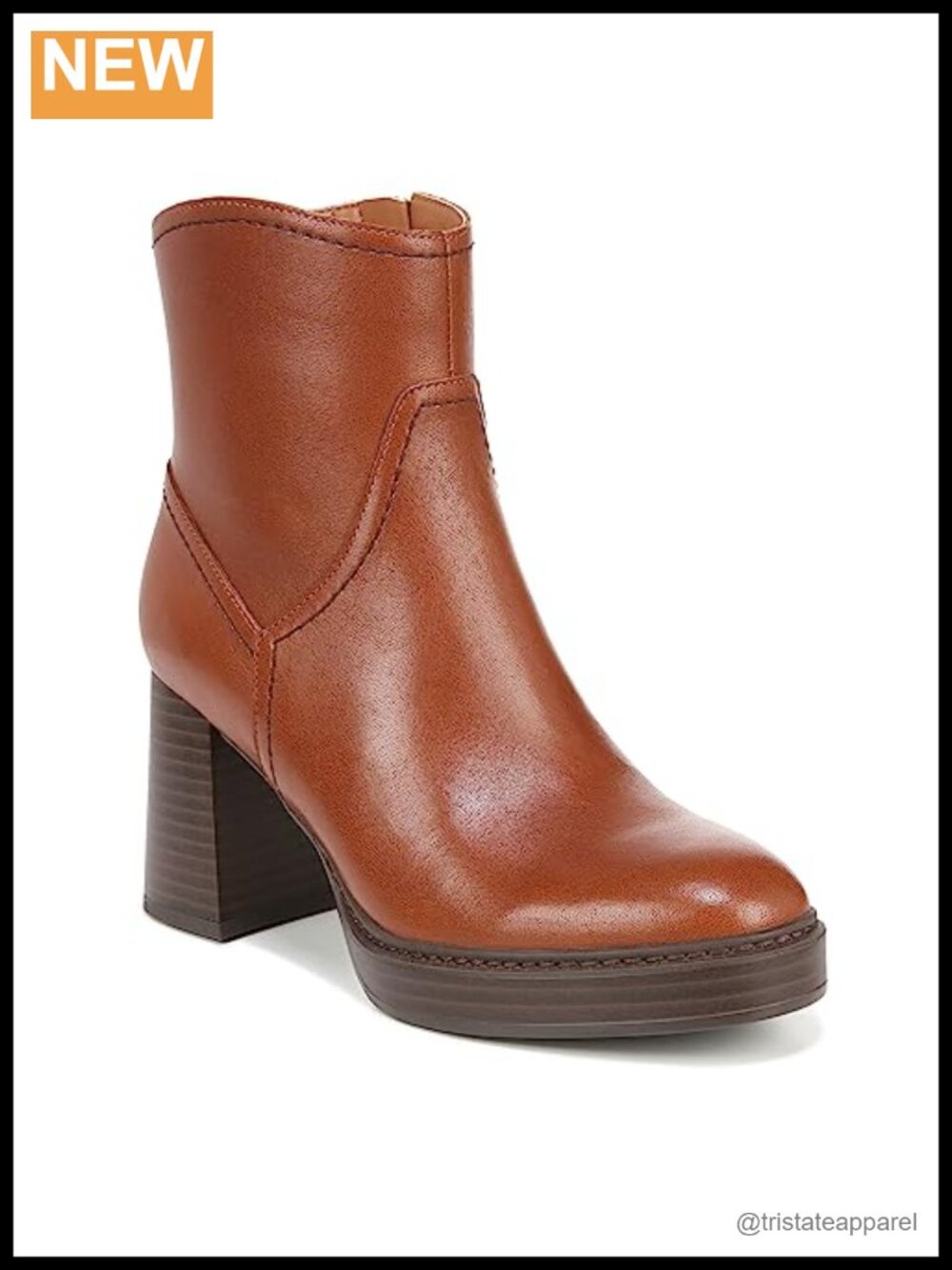 Naturalizer Orlean Platform Ankle Boots Women's Leather Side Zip Chunky Heel